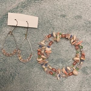 🐳 BRAND NEW shell & beaded earrings and bracelet made in Hawaii